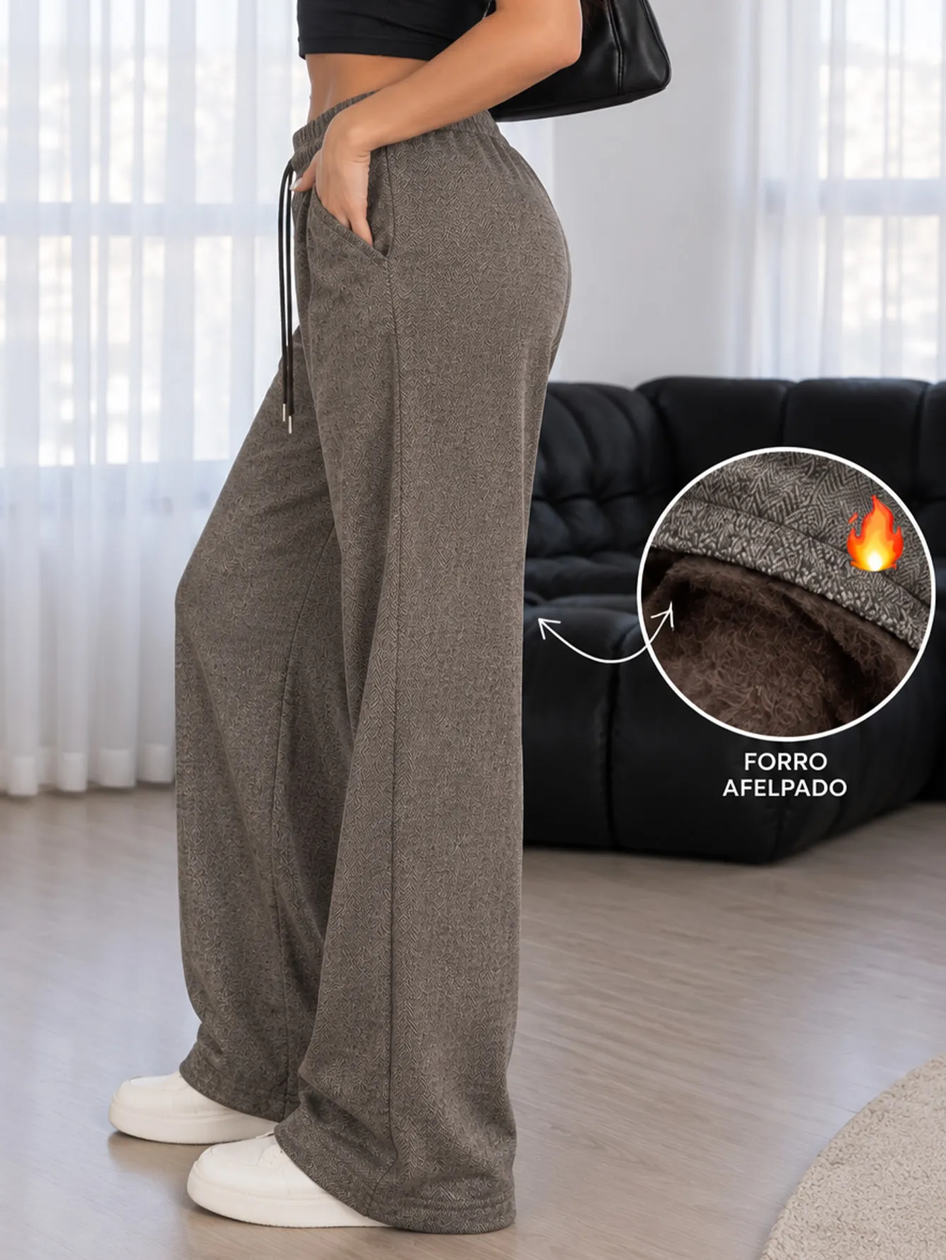 AD2650 Pantalón jaspeado con forro polar ligero 15654